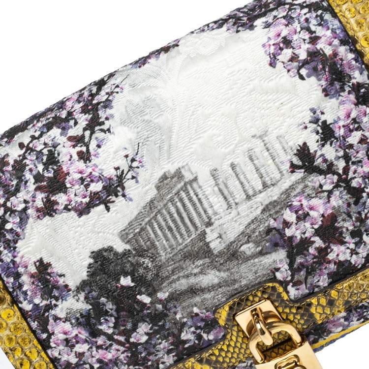 Pre Owned Dolce & Gabbana Multicolor Fabric and Python Trim Padlock Shoulder Bag