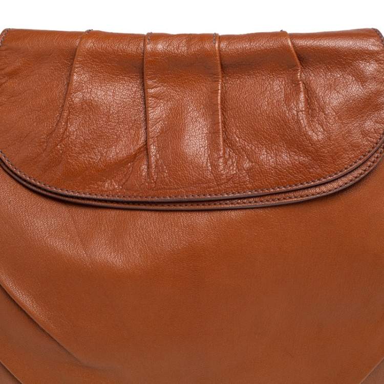 Pre Owned Dolce & Gabbana Brown Leather Pleated Hobo