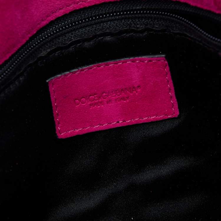 Pre Owned Dolce & Gabbana Grey/Pink Canvas Flap Chain Clutch