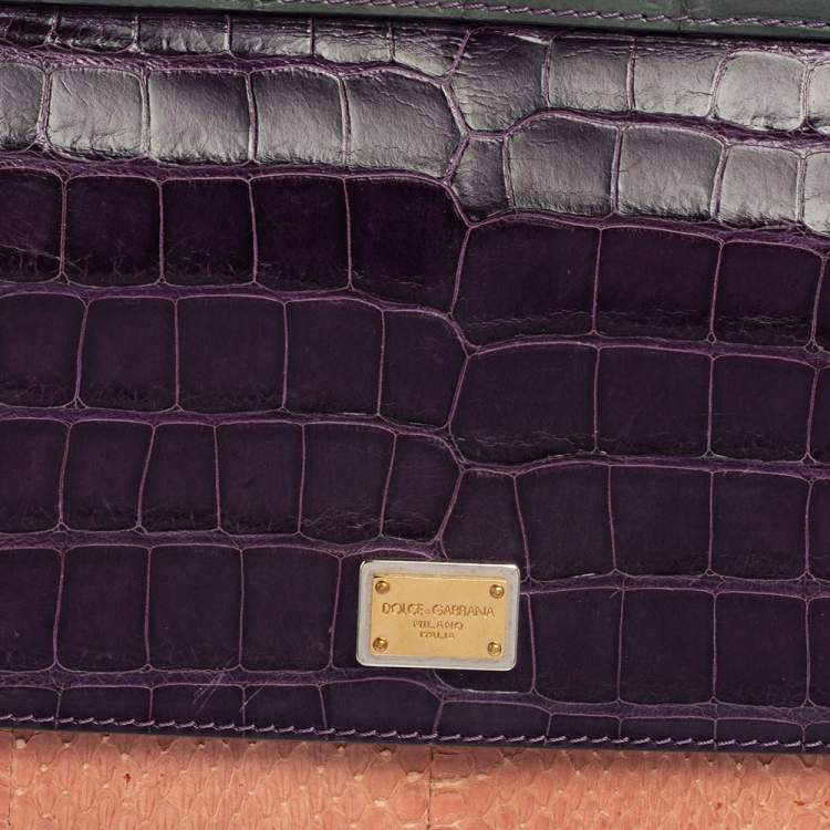 Pre Owned Dolce & Gabbana Multicolor Crocodile and Python Small Miss Sicily Top Handle Bag