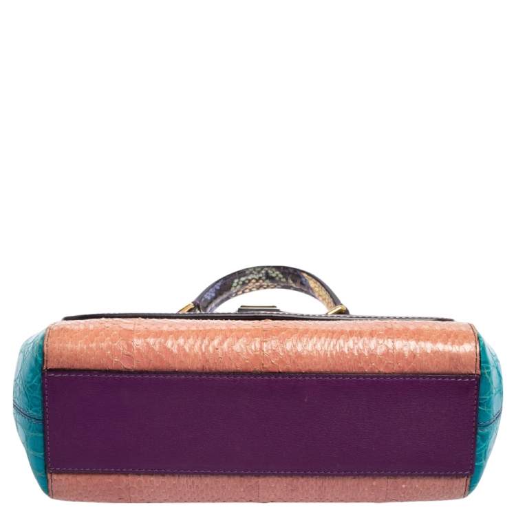 Pre Owned Dolce & Gabbana Multicolor Crocodile and Python Small Miss Sicily Top Handle Bag