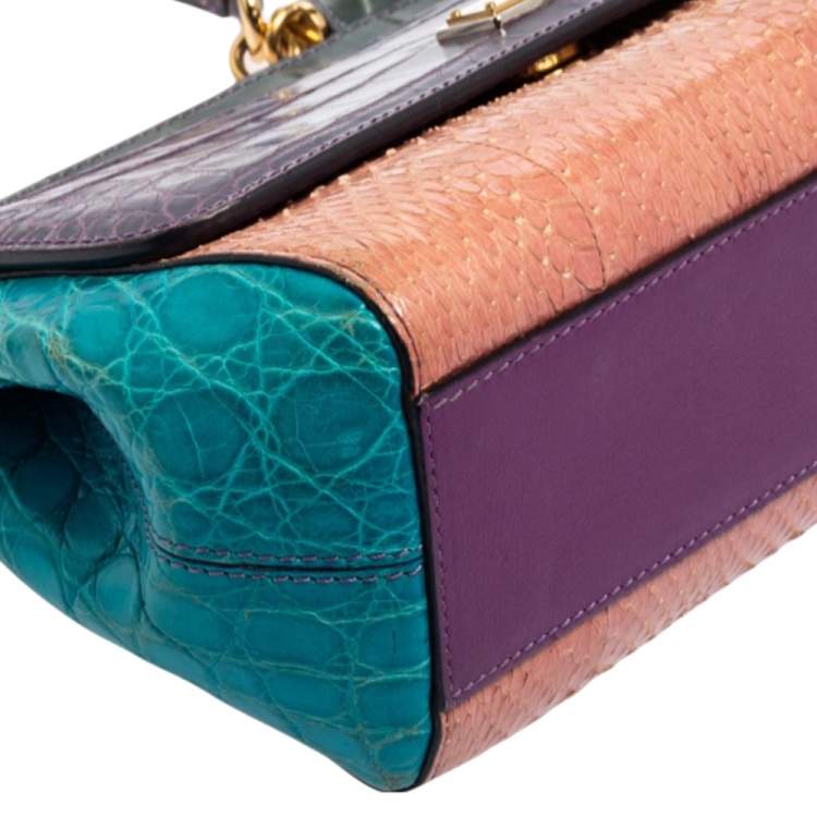 Pre Owned Dolce & Gabbana Multicolor Crocodile and Python Small Miss Sicily Top Handle Bag