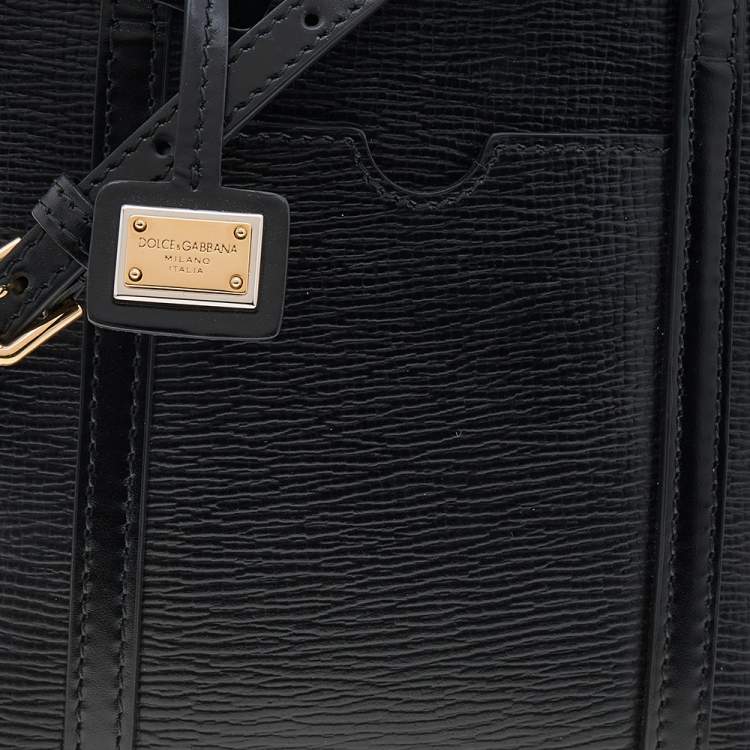 Pre Owned Dolce & Gabbana Black Leather Mini Escape Shopper Tote