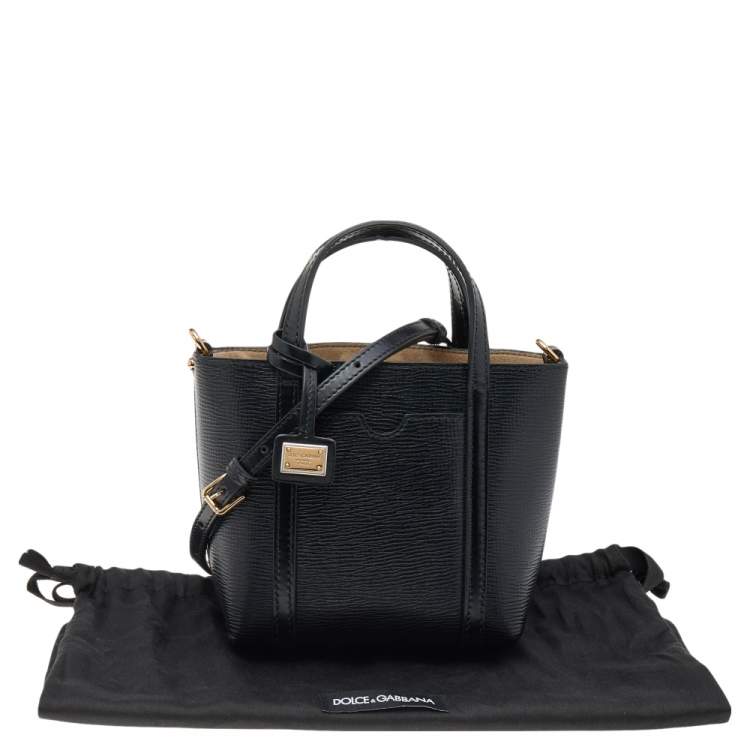 Pre Owned Dolce & Gabbana Black Leather Mini Escape Shopper Tote