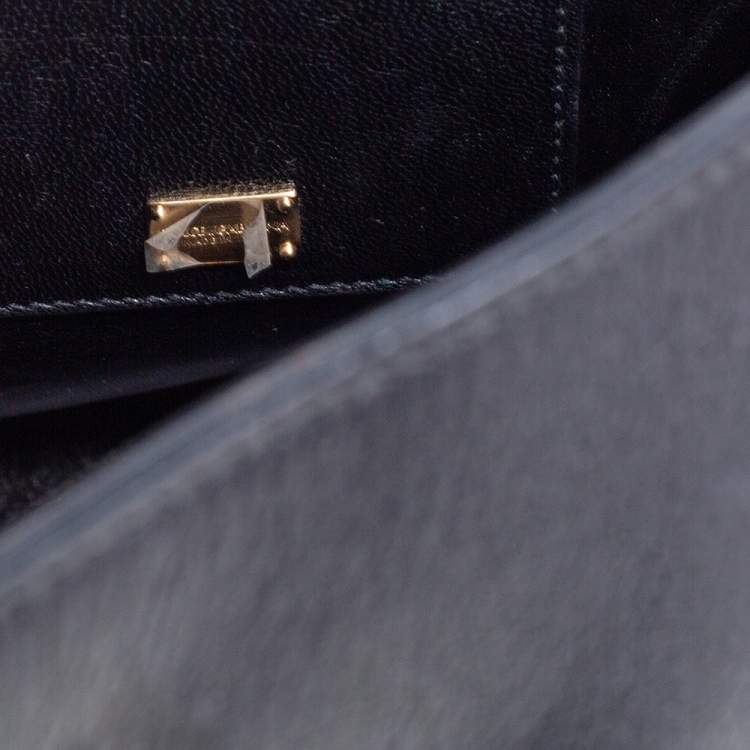 Pre Owned Dolce & Gabbana Black Leather Miss Sicily Top Handle Bag