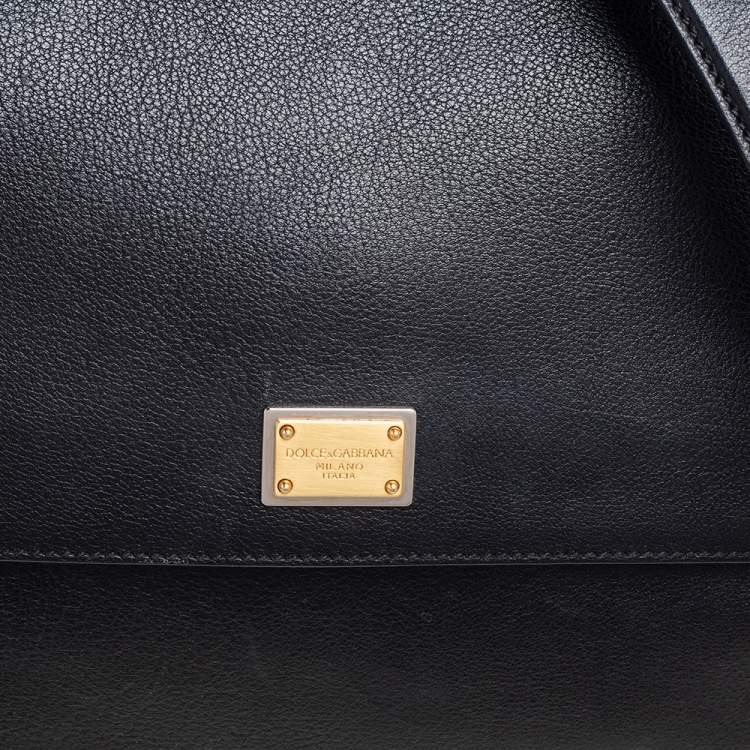 Pre Owned Dolce & Gabbana Black Leather Miss Sicily Top Handle Bag