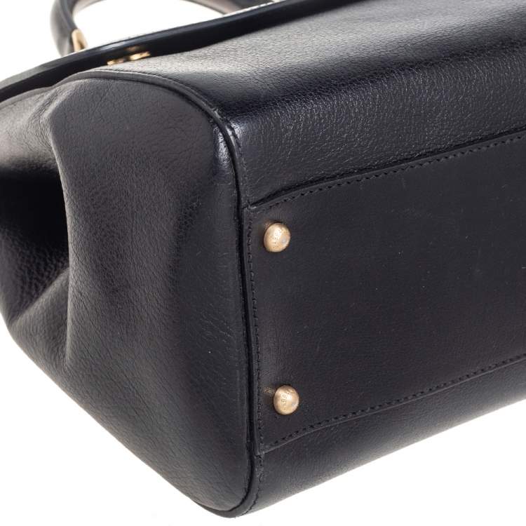 Pre Owned Dolce & Gabbana Black Leather Miss Sicily Top Handle Bag