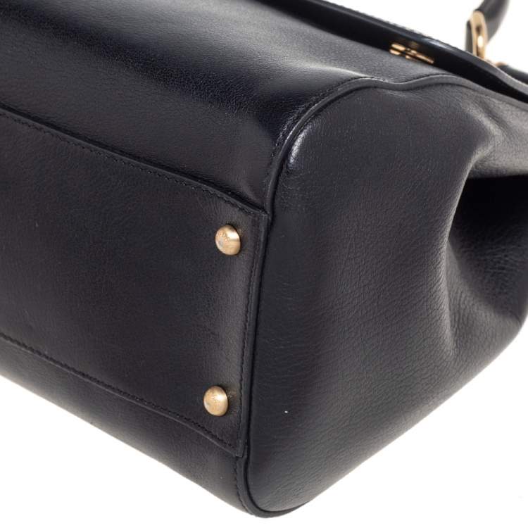 Pre Owned Dolce & Gabbana Black Leather Miss Sicily Top Handle Bag