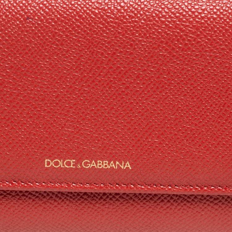 Pre Owned Dolce & Gabbana Orange Leather Continental Wallet