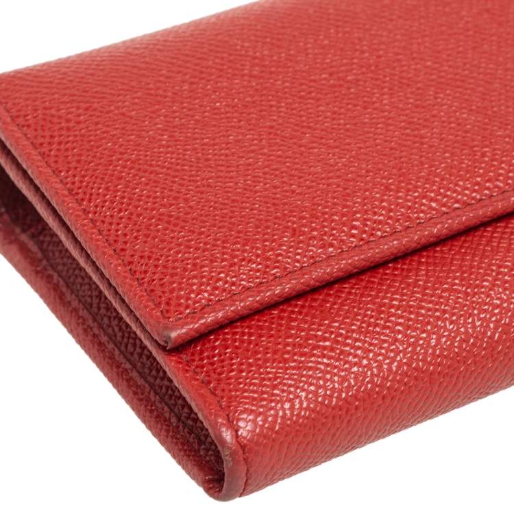Pre Owned Dolce & Gabbana Orange Leather Continental Wallet