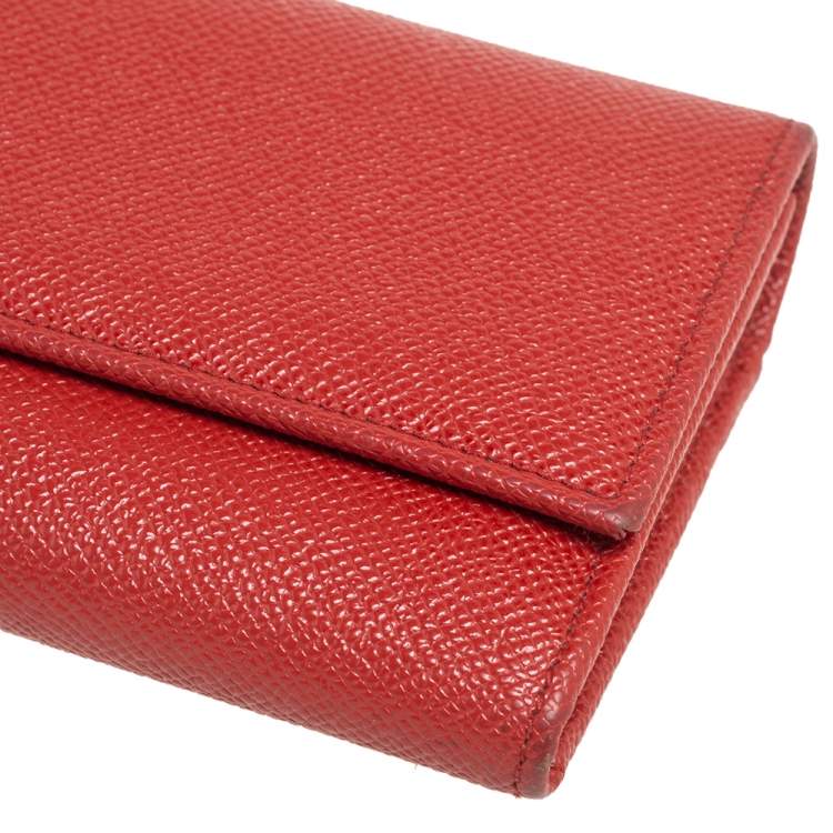Pre Owned Dolce & Gabbana Orange Leather Continental Wallet