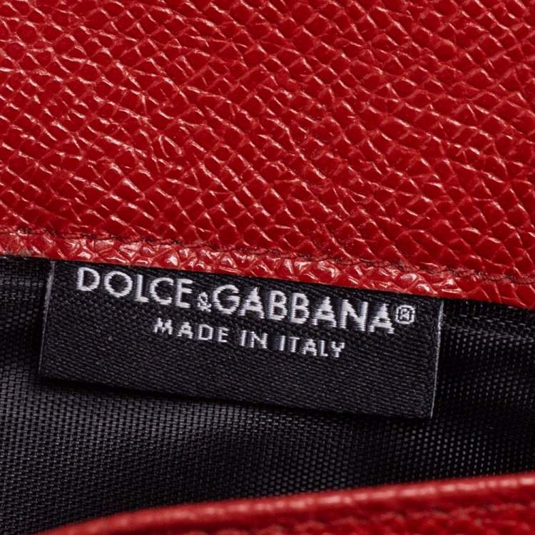 Pre Owned Dolce & Gabbana Orange Leather Continental Wallet