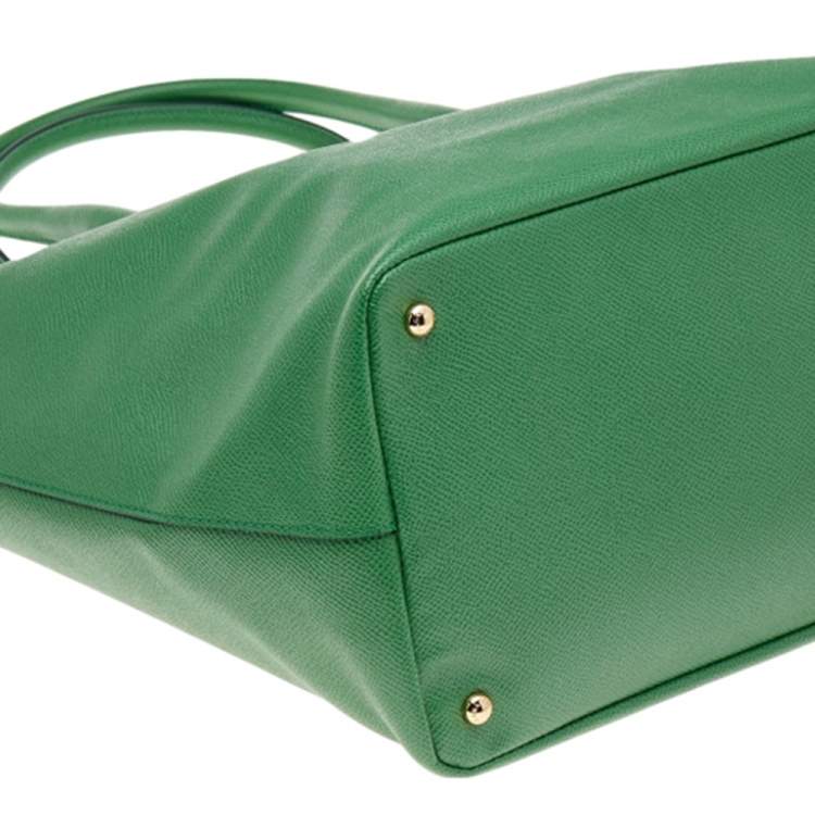 Pre Owned Dolce & Gabbana Green Leather Miss Alma Tote