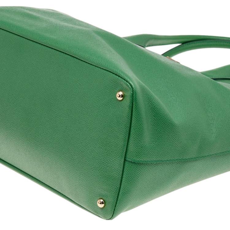 Pre Owned Dolce & Gabbana Green Leather Miss Alma Tote