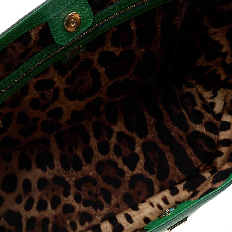 Pre Owned Dolce & Gabbana Green Leather Miss Alma Tote