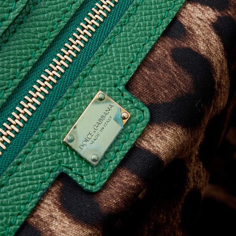 Pre Owned Dolce & Gabbana Green Leather Miss Alma Tote