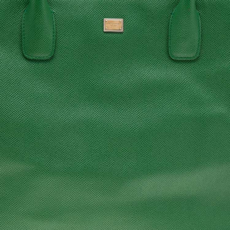 Pre Owned Dolce & Gabbana Green Leather Miss Alma Tote