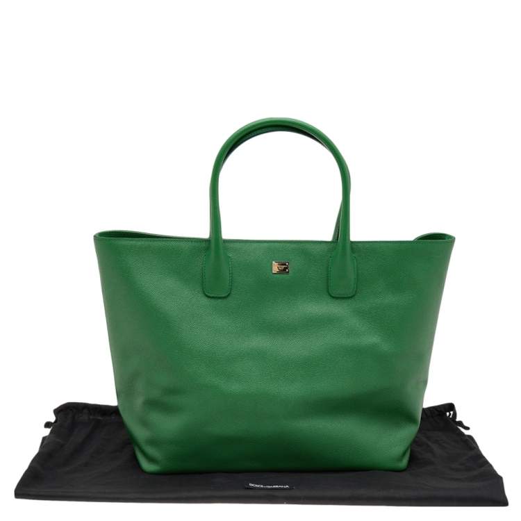 Pre Owned Dolce & Gabbana Green Leather Miss Alma Tote