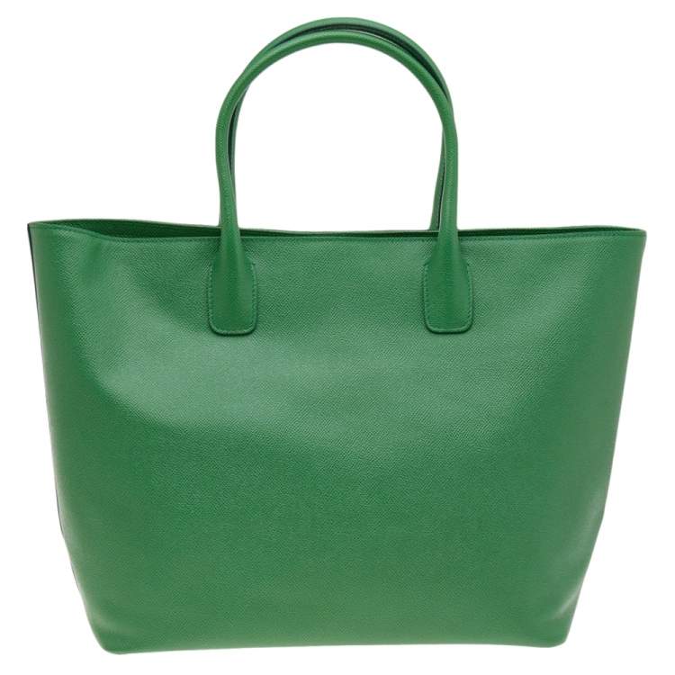 Pre Owned Dolce & Gabbana Green Leather Miss Alma Tote