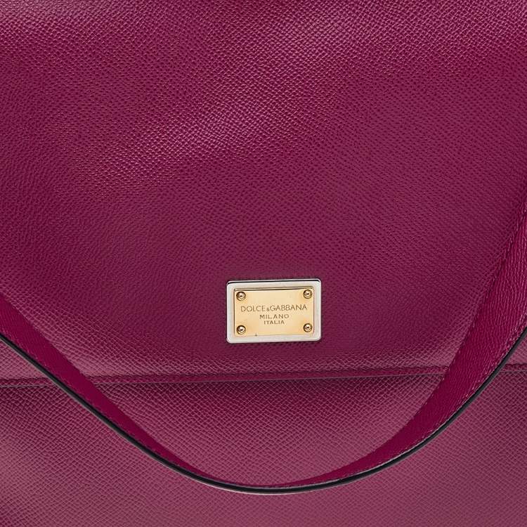 Pre Owned Dolce & Gabbana Burgundy/Olive Green Leather Large Miss Sicily Top Handle Bag