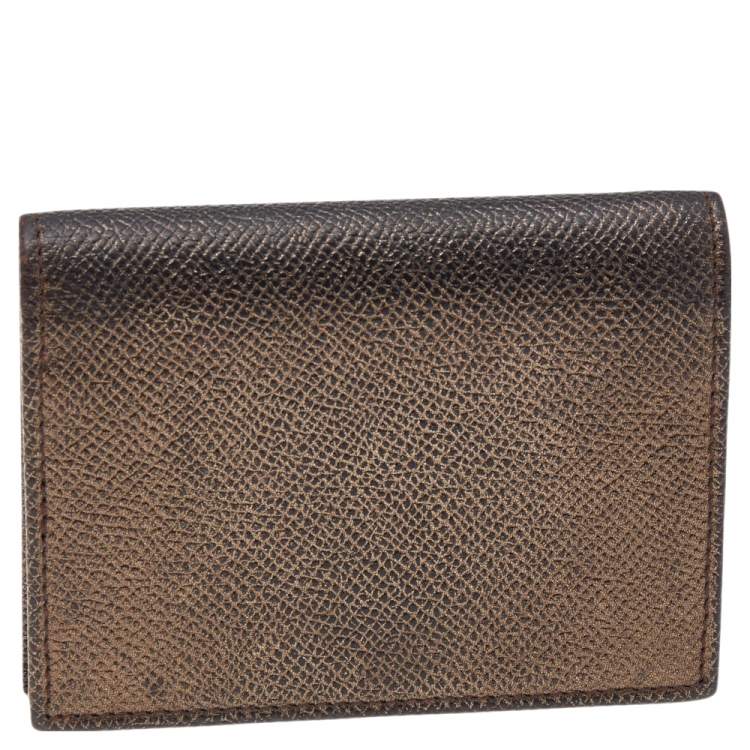 Pre Owned Dolce & Gabbana Metallic Brown Leather Card Case