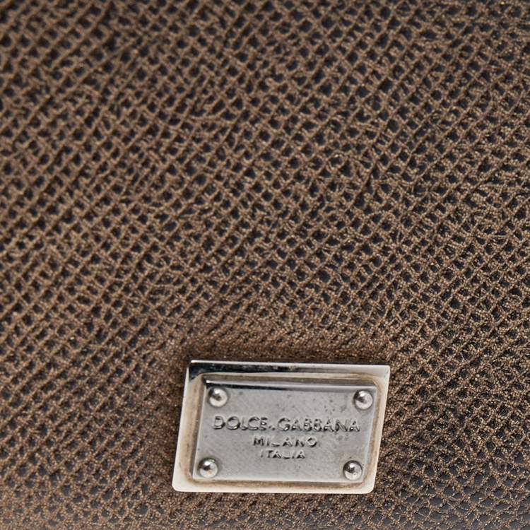 Pre Owned Dolce & Gabbana Metallic Brown Leather Card Case
