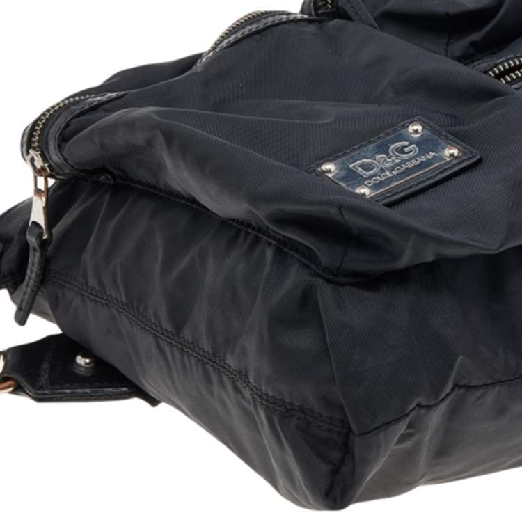 Pre Owned Dolce & Gabbana Black Nylon and Leather Messenger Bag