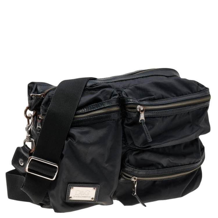 Pre Owned Dolce & Gabbana Black Nylon and Leather Messenger Bag
