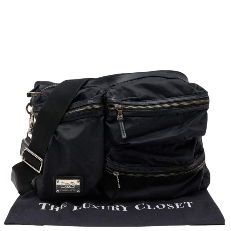 Pre Owned Dolce & Gabbana Black Nylon and Leather Messenger Bag
