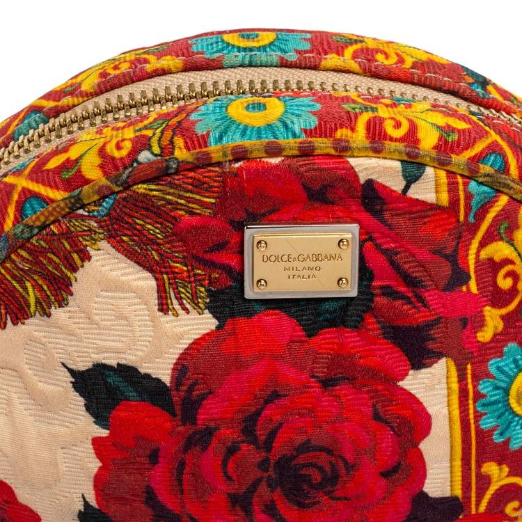 Pre Owned Dolce & Gabbana Multicolor Floral Print Fabric Miss Glam Round Shoulder Bag
