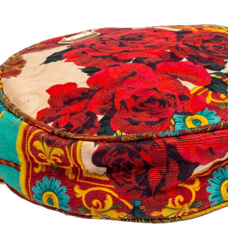 Pre Owned Dolce & Gabbana Multicolor Floral Print Fabric Miss Glam Round Shoulder Bag