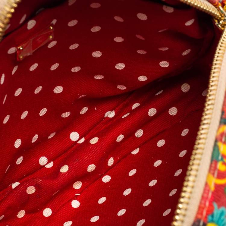 Pre Owned Dolce & Gabbana Multicolor Floral Print Fabric Miss Glam Round Shoulder Bag