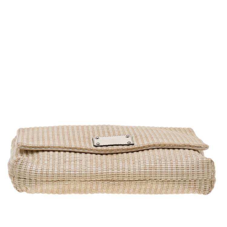Pre Owned Dolce & Gabbana Light Beige Straw Miss Lexington Clutch