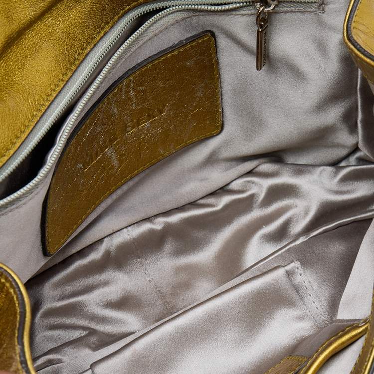 Pre Owned Dolce & Gabbana Metallic Gold Leather Flap Shoulder Bag