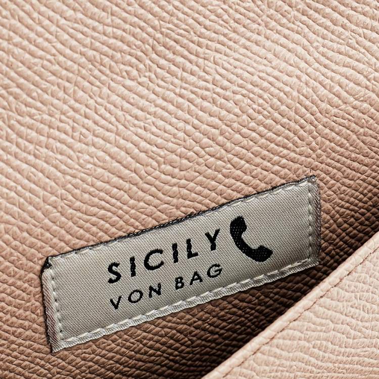 Pre Owned Dolce & Gabbana Beige Leather Miss Sicily Von Wallet on Chain