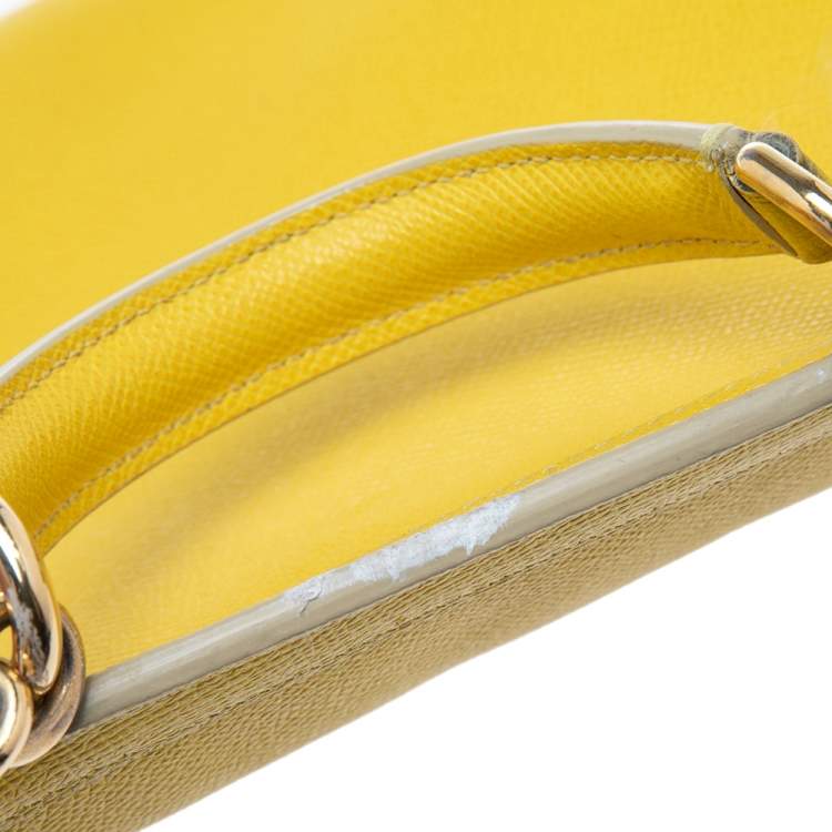 Pre Owned Dolce & Gabbana Yellow Dauphine Leather Miss Sicily Top Handle Bag