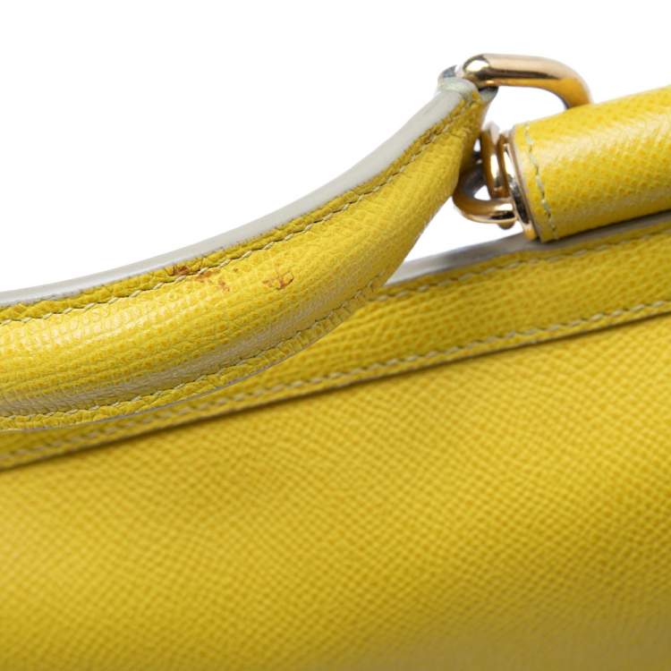 Pre Owned Dolce & Gabbana Yellow Dauphine Leather Miss Sicily Top Handle Bag