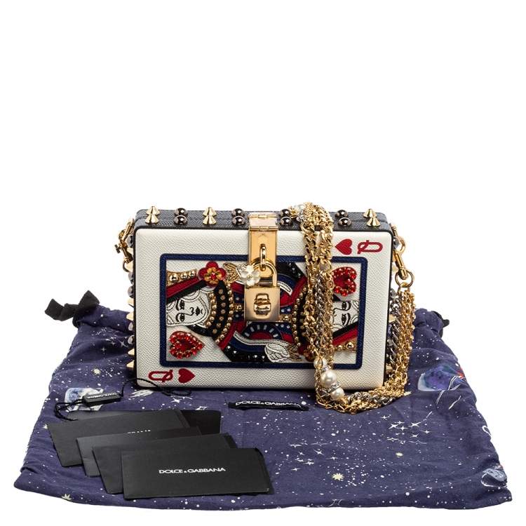 Pre Owned Dolce & Gabbana Multicolor Leather Queen Of Hearts Box Clutch
