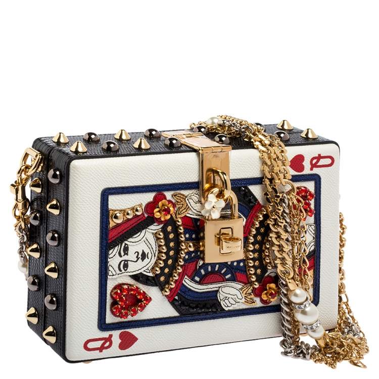 Pre Owned Dolce & Gabbana Multicolor Leather Queen Of Hearts Box Clutch