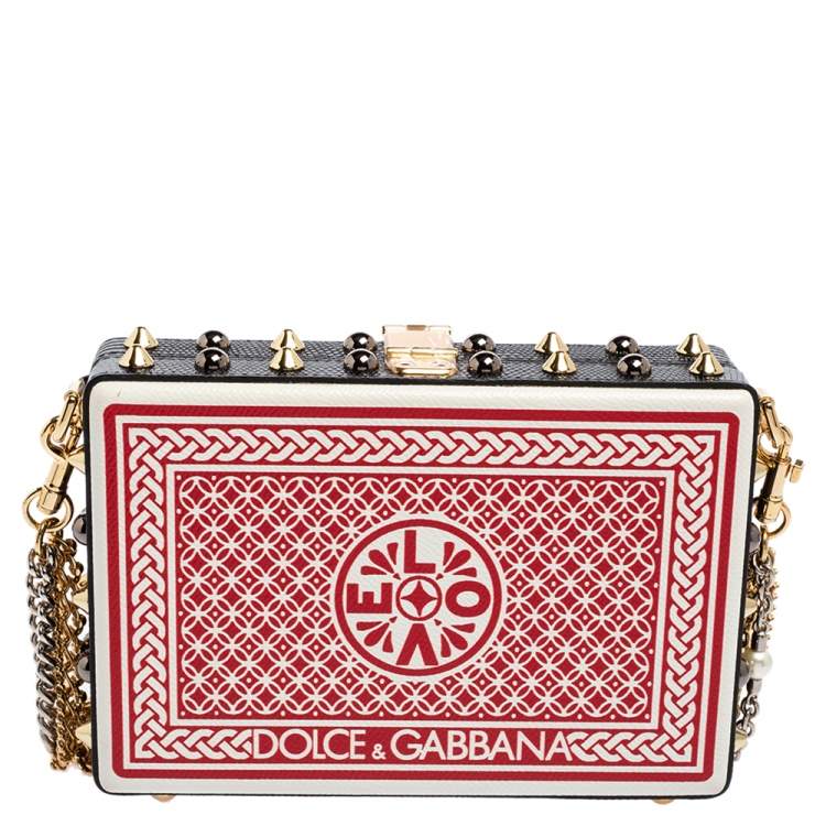 Pre Owned Dolce & Gabbana Multicolor Leather Queen Of Hearts Box Clutch