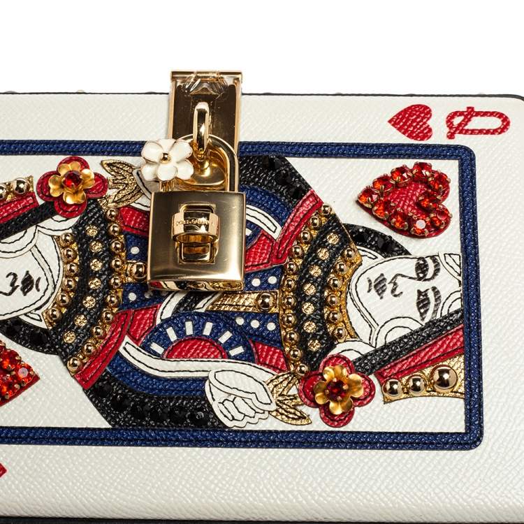 Pre Owned Dolce & Gabbana Multicolor Leather Queen Of Hearts Box Clutch