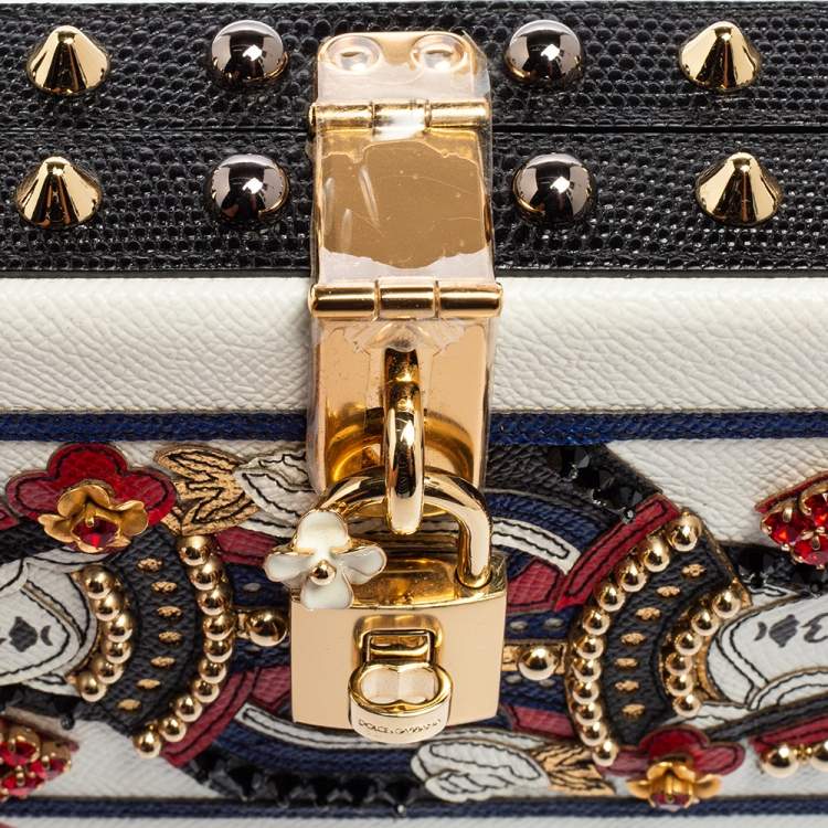 Pre Owned Dolce & Gabbana Multicolor Leather Queen Of Hearts Box Clutch