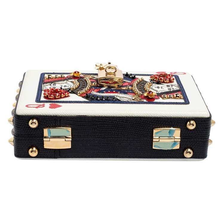 Pre Owned Dolce & Gabbana Multicolor Leather Queen Of Hearts Box Clutch