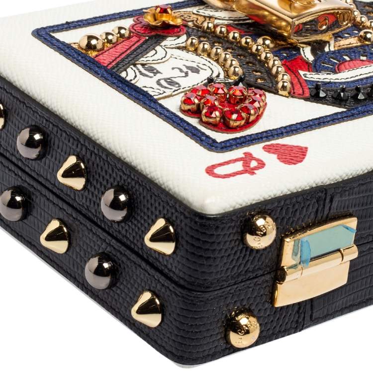 Pre Owned Dolce & Gabbana Multicolor Leather Queen Of Hearts Box Clutch