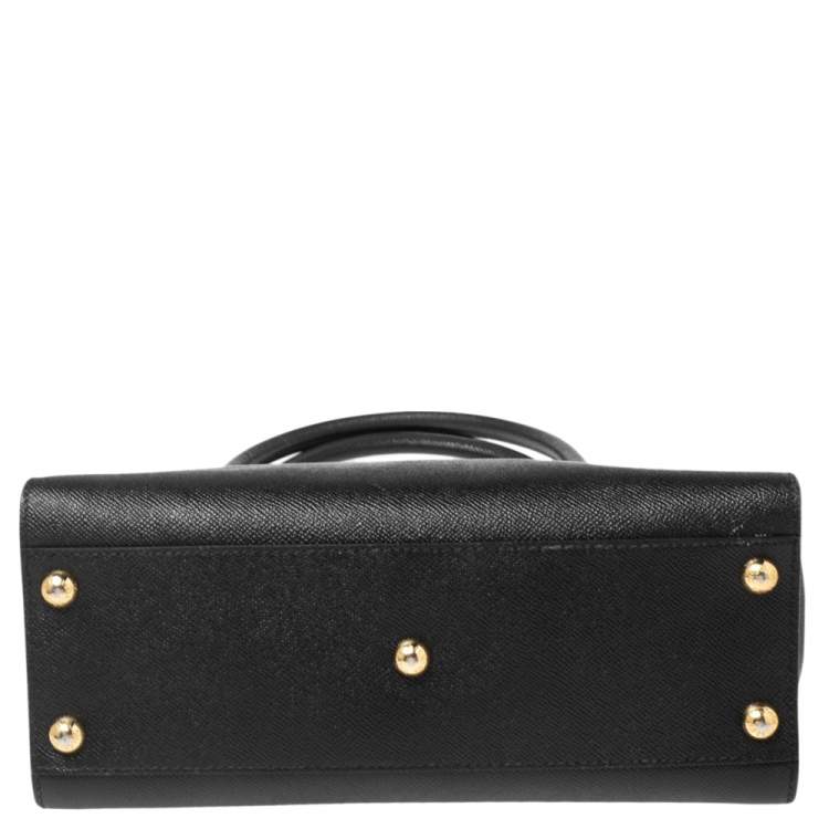 Pre Owned Dolce & Gabbana Black Dauphine Leather Frame Tote