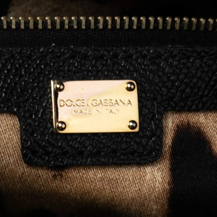 Pre Owned Dolce & Gabbana Black Dauphine Leather Frame Tote