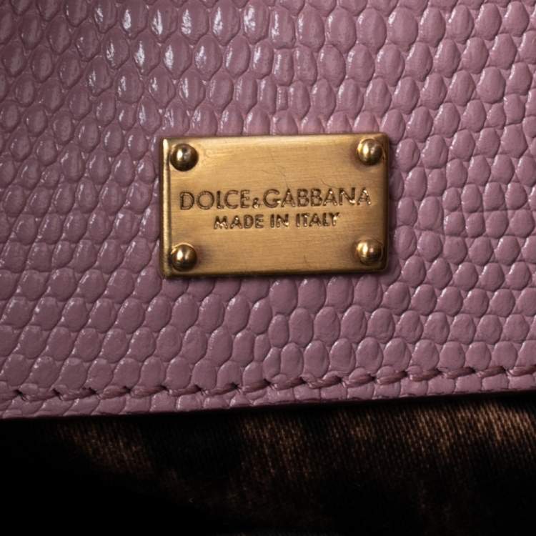 Pre Owned Dolce & Gabbana Pink Lizard Embossed Leather Medium Miss Monica Top Handle Bag