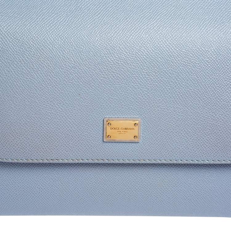 Pre Owned Dolce & Gabbana Blue Leather Medium Miss Sicily Top Handle Bag