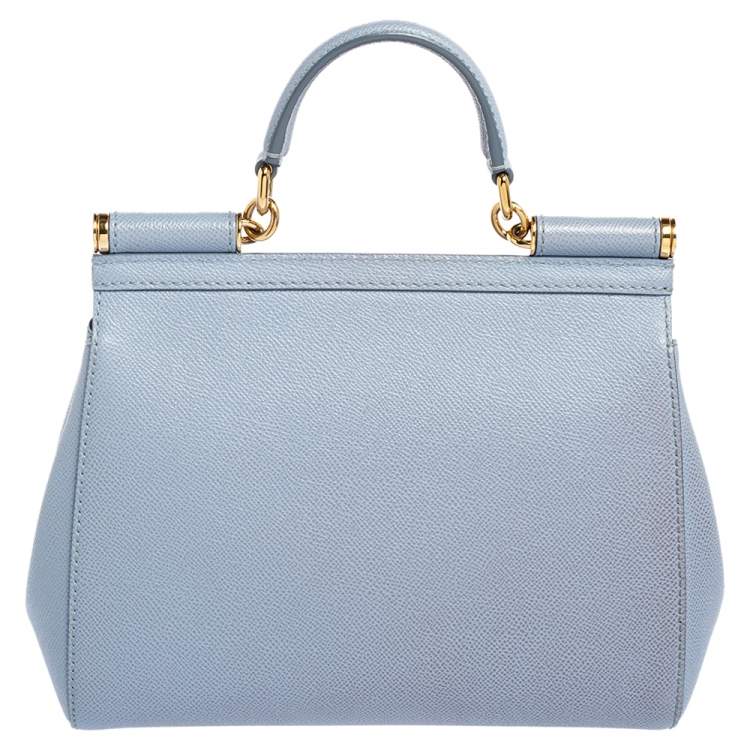 Pre Owned Dolce & Gabbana Blue Leather Medium Miss Sicily Top Handle Bag