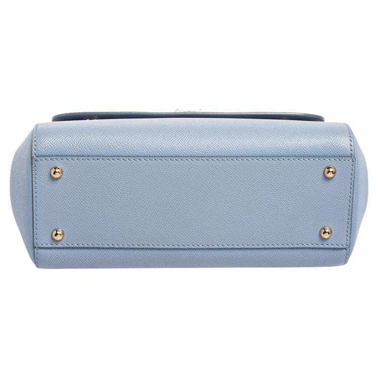 Pre Owned Dolce & Gabbana Blue Leather Medium Miss Sicily Top Handle Bag